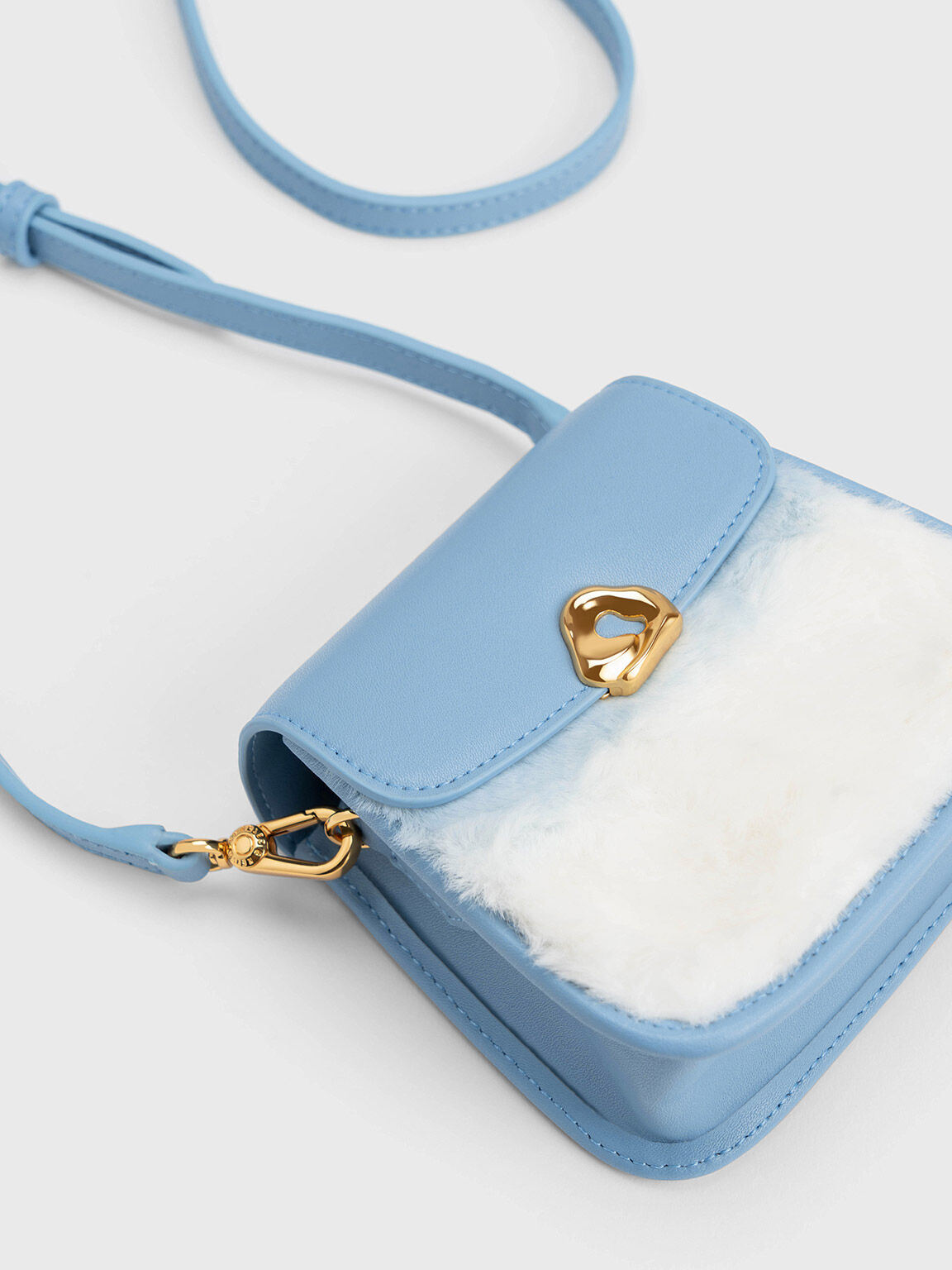 Moira Furry Braided Handle Pouch, Light Blue, hi-res