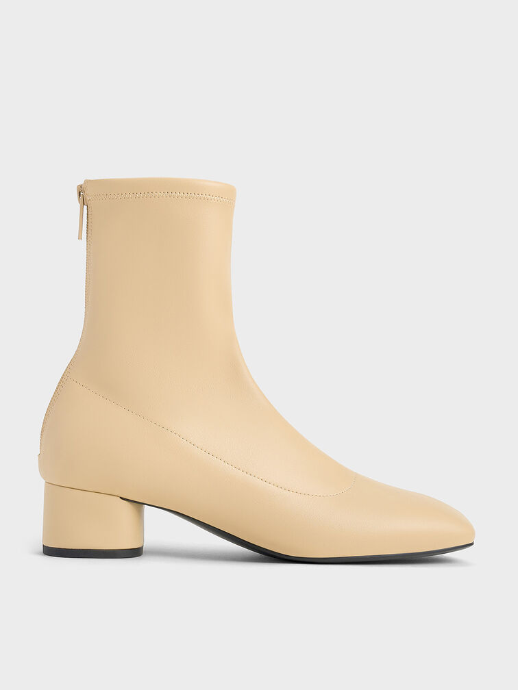 Botines de tacÃ³n con pespuntes, Amarillo, hi-res