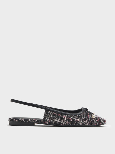 Barbara Tweed Pearl-Bow Slingback Flats, Multi, hi-res