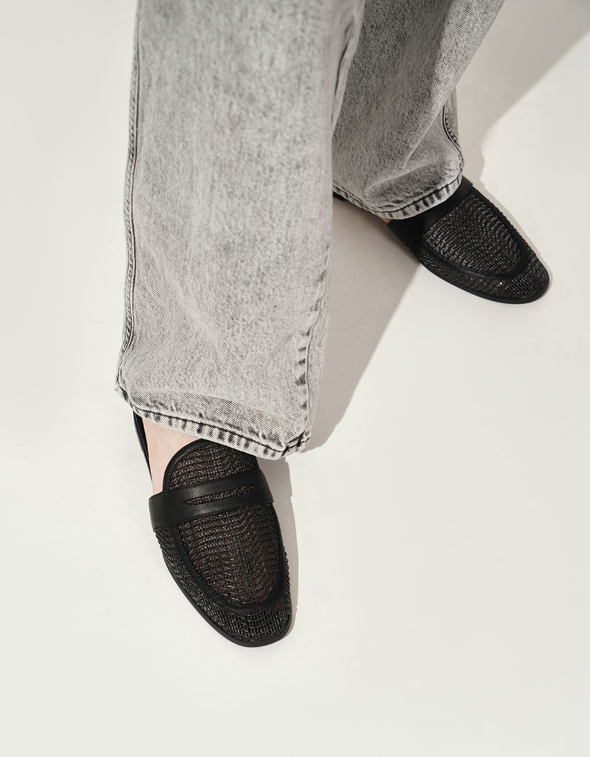 Woven black mules Clearance
