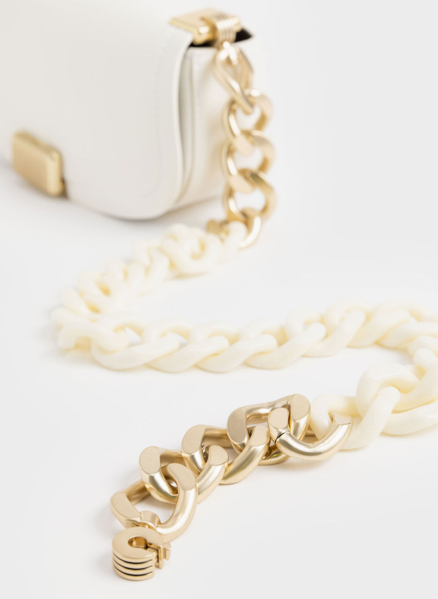 Sonnet Two-Tone Chain Handle Shoulder Bag, White, hi-res