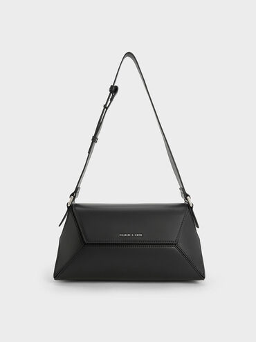 Nasrin Geometric Shoulder Bag, Noir, hi-res