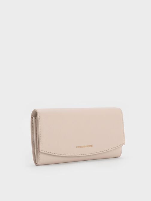 Briony Curved Flap Long Wallet, Oat, hi-res