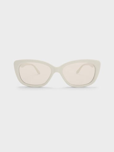 Maeva Recycled Acetate Cat-Eye Sunglasses, Chalk, hi-res