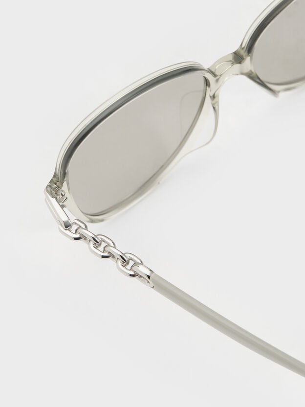 Delaney Chain-Link Butterfly Sunglasses, Minted Grey, hi-res