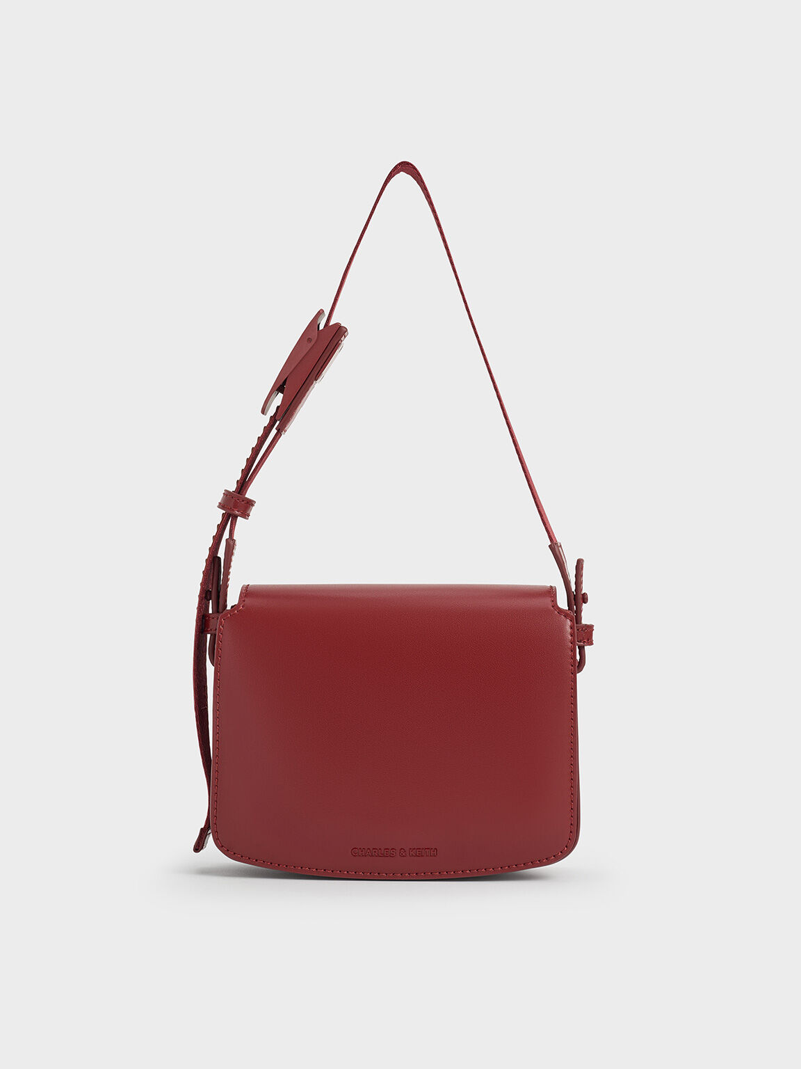 Red Boxy Front Flap Shoulder Bag CHARLES KEITH KW
