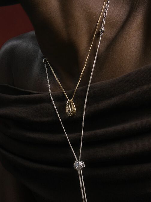 Reverie Crystal Teardrop Necklace, Gold, hi-res