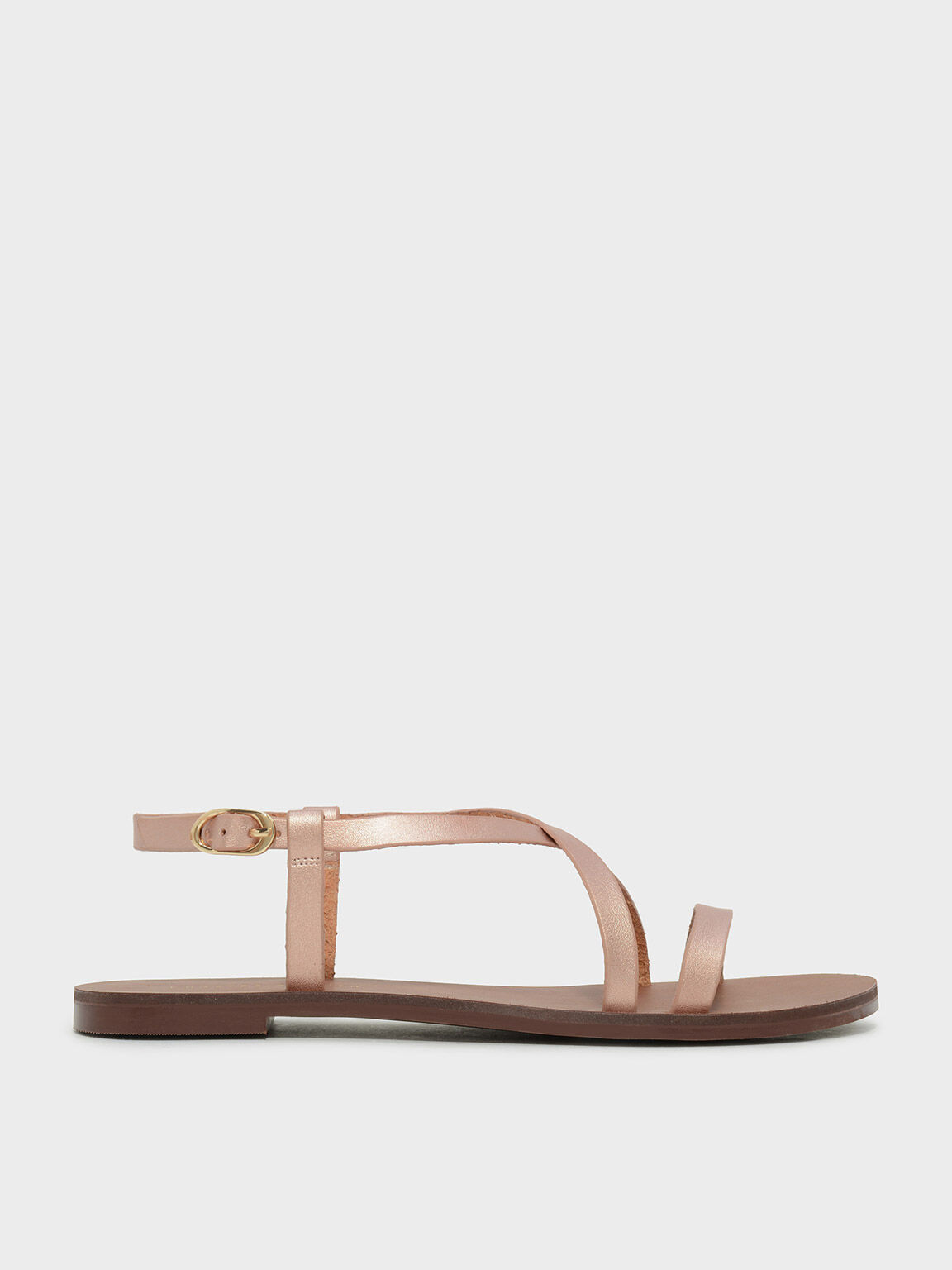 rose gold criss cross sandals