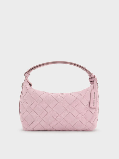 Ivette Woven Shoulder Bag, Cotton Candy Pink, hi-res