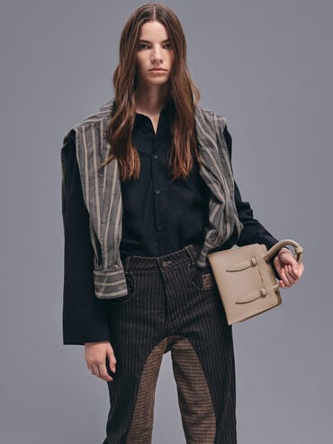 Allyn Structured Trapeze Tote Bag, Taupe, hi-res