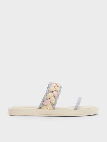 Braided-Strap Flatform Sandals, Multi, hi-res