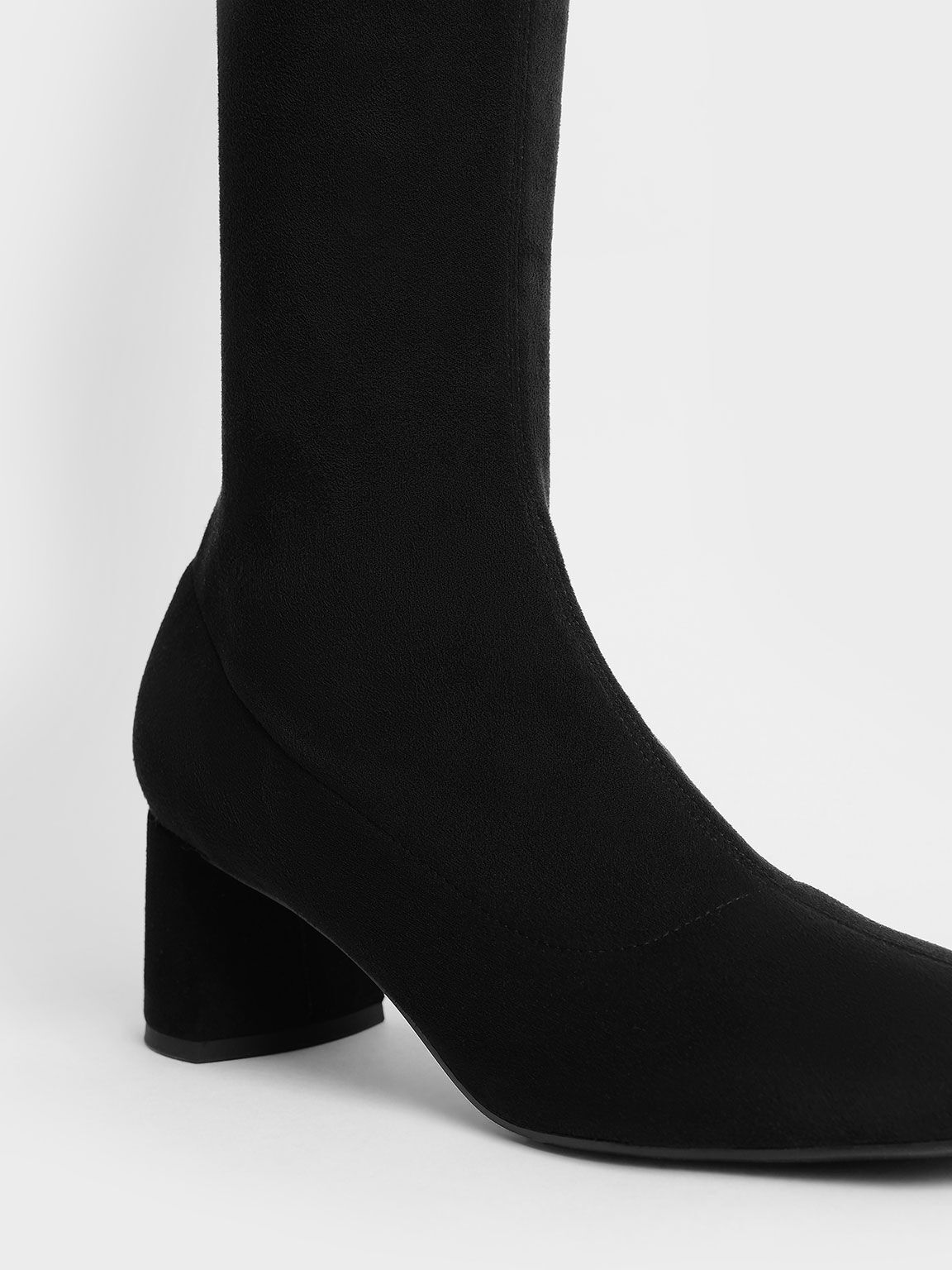 Textured Thigh-High Boots, Black, hi-res