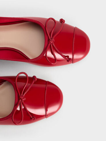 Bow Ballet Flats, Red, hi-res