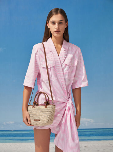 Sabine Raffia Knotted-Handle Tote Bag, Multi, hi-res