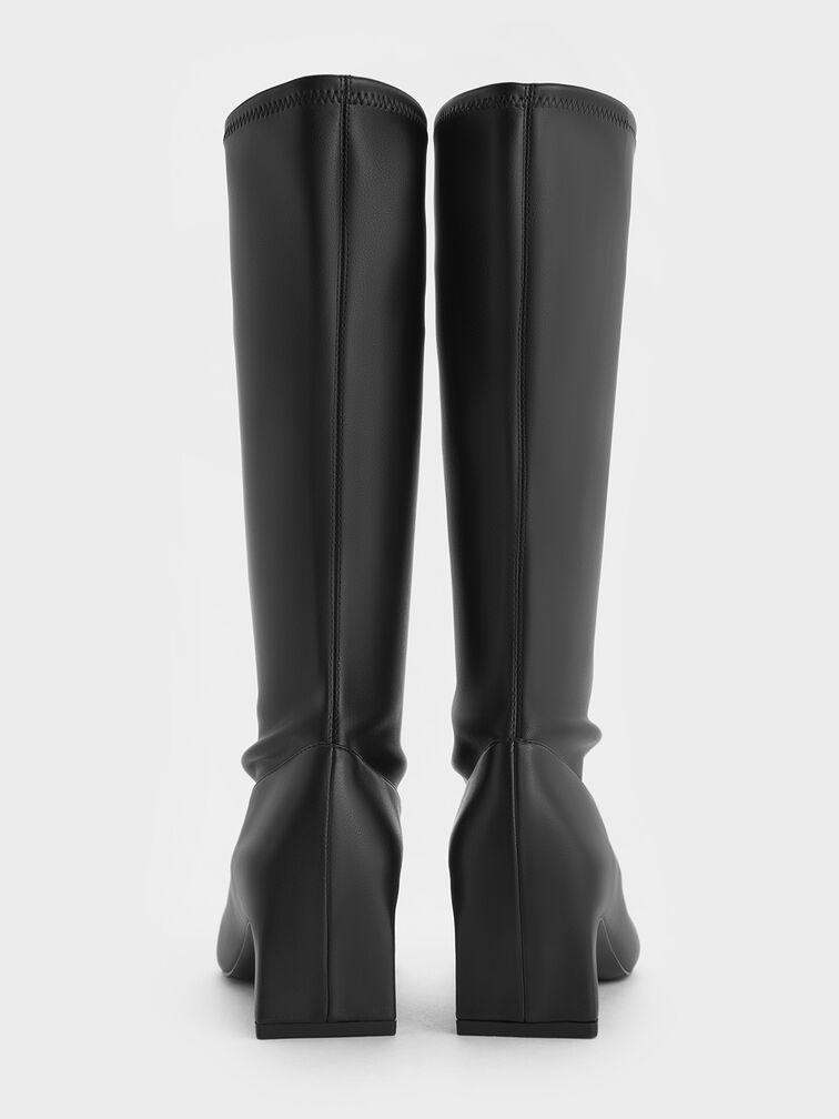 Lorde Blade-Heel Pointed-Toe Calf Boots, Black, hi-res