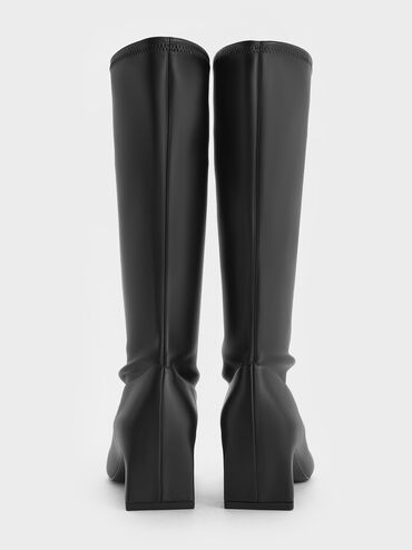 Lorde Blade-Heel Pointed-Toe Calf Boots, Black, hi-res