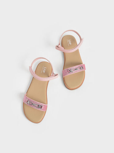 兒童蝴蝶結鍊條涼鞋, 粉紅色, hi-res