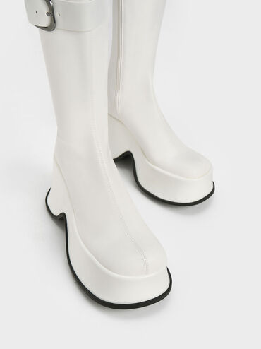 Carlisle 釦環厚底短靴, 白色, hi-res