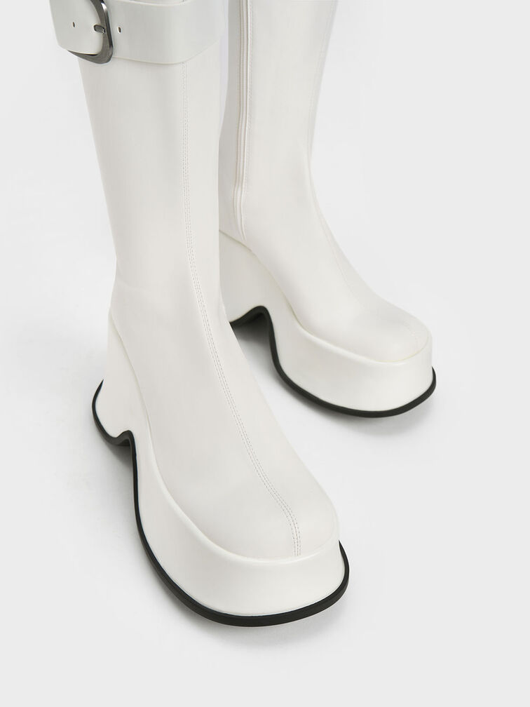 Carlisle 釦環厚底短靴, 白色, hi-res