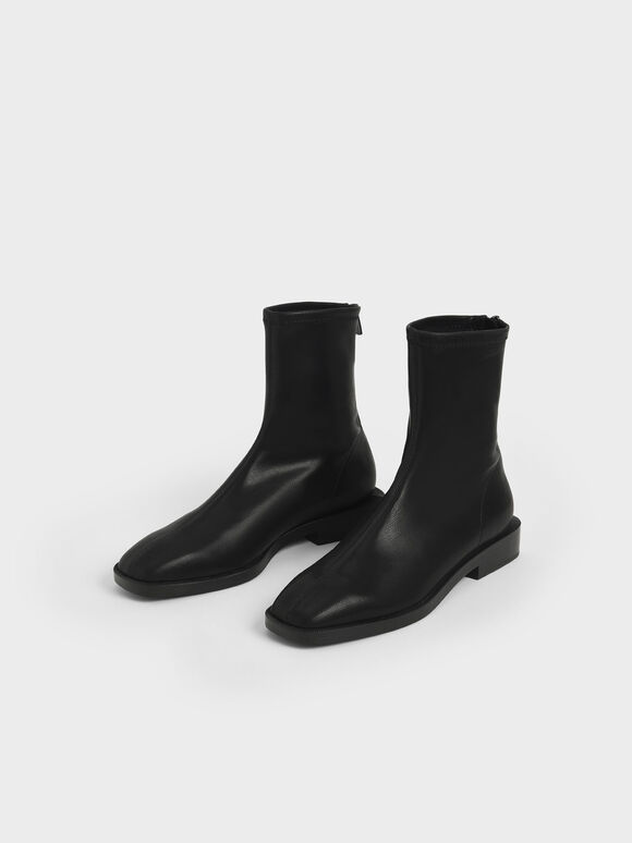 square toe zip up boots