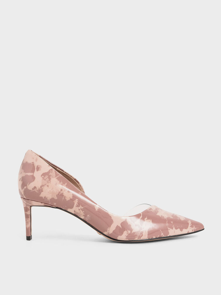 Patent Leather Printed D&apos;Orsay Pumps, Blush, hi-res
