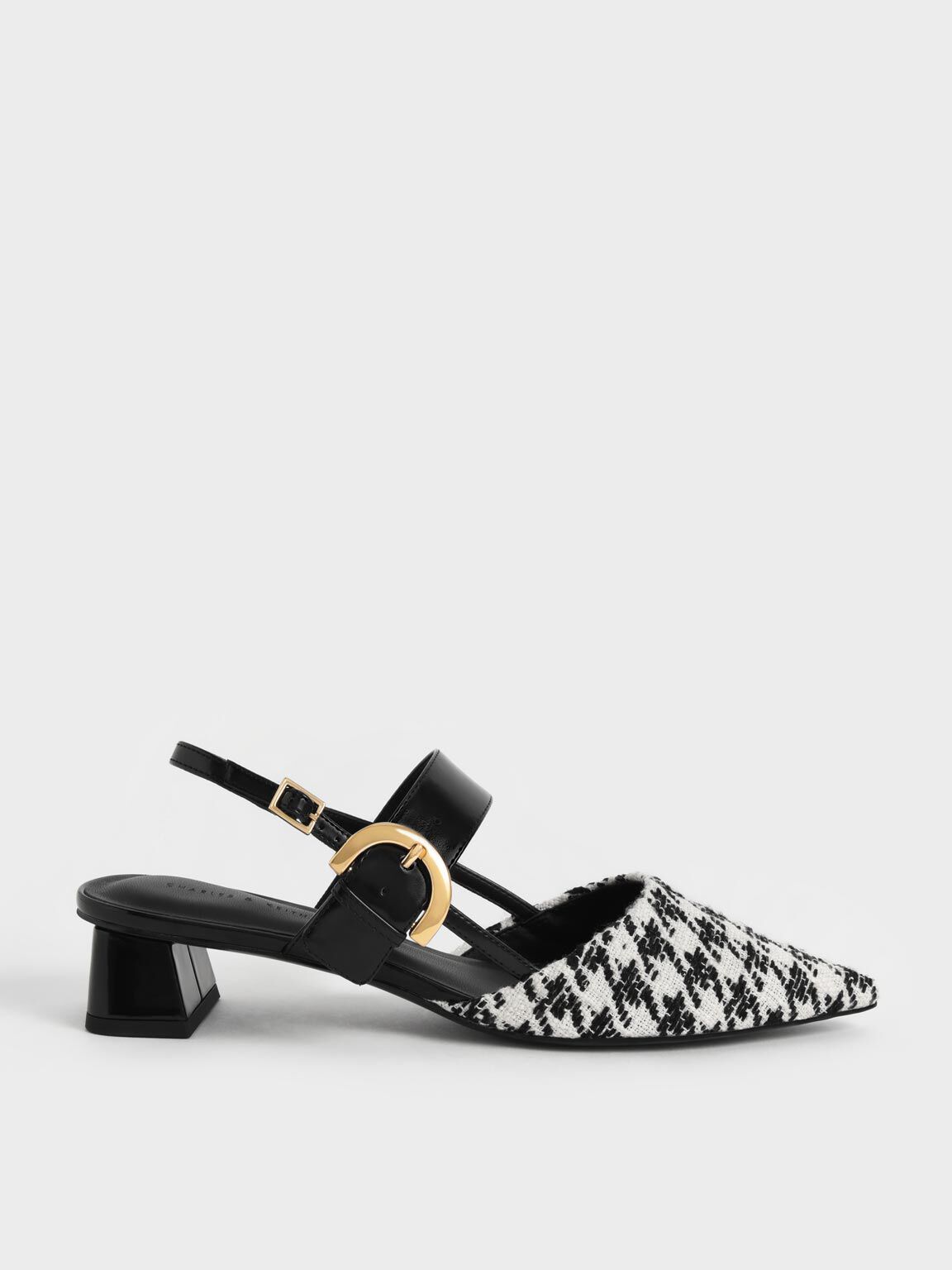 Houndstooth Buckled Slingback Pumps, Multi, hi-res