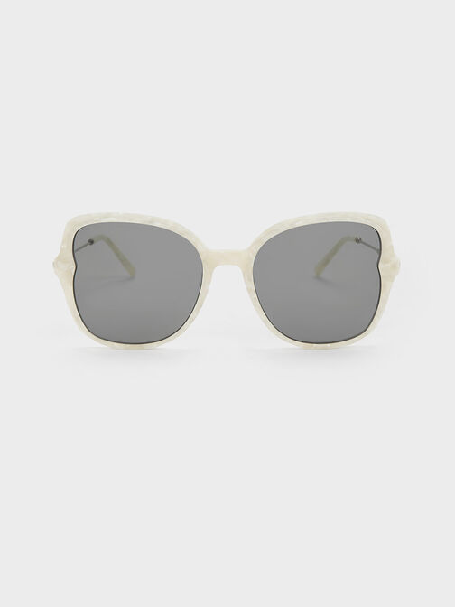 Oversized Recycled Acetate Butterfly Sunglasses, Pearl, hi-res