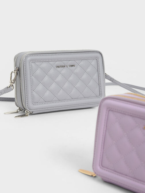 Quilted Boxy Long Wallet, Lilac, hi-res