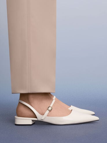 Zapatos planos Mary Jane con tira trasera, Blanco tiza, hi-res