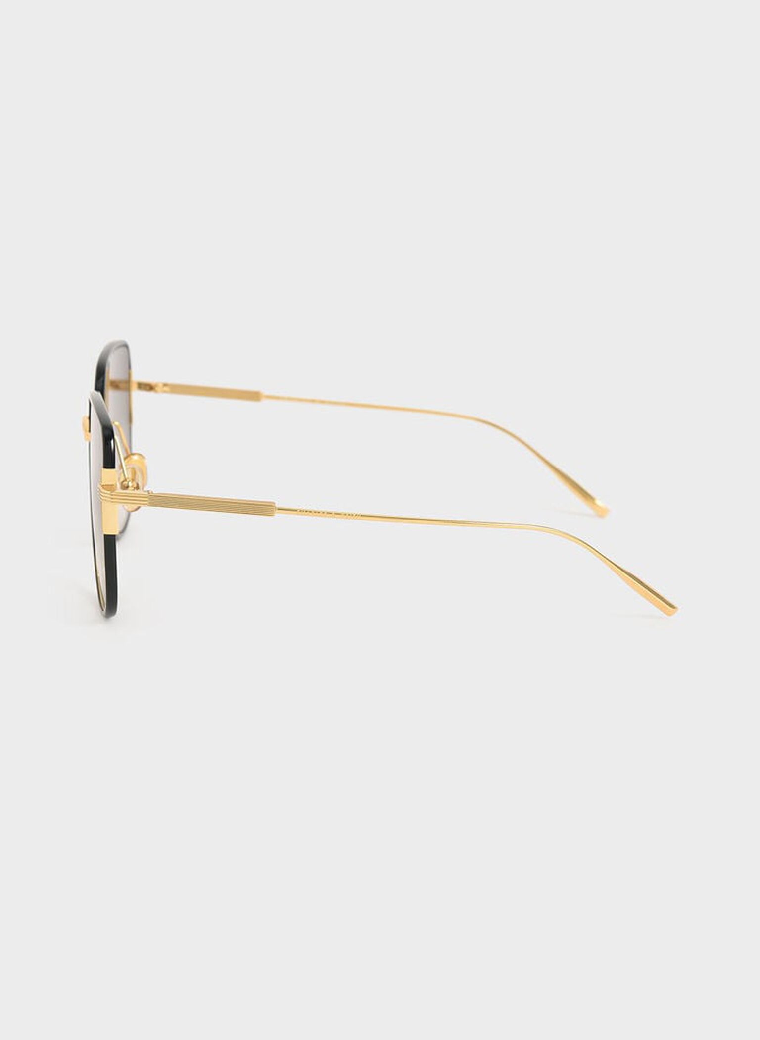 Seraphina Panelled Temples Butterfly Sunglasses, Black, hi-res