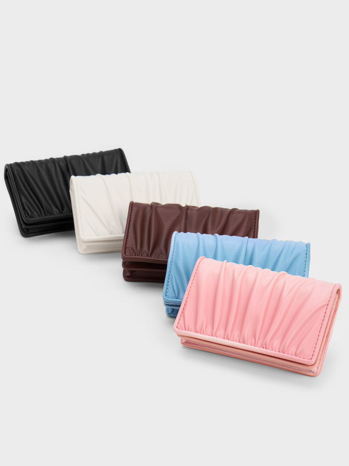 Aldora Ruched Cardholder, Black, hi-res