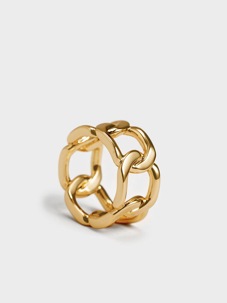 Gabine Chain-Link Ring, Gold, hi-res