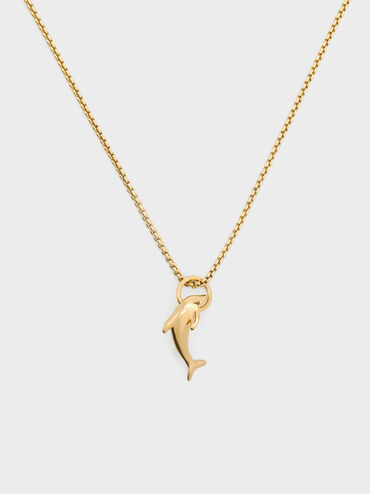 Delfina Dolphin Pendant Necklace, Gold, hi-res