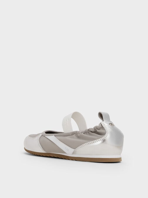 Jace Metallic Leather Mary Jane Sneakers, Silver, hi-res