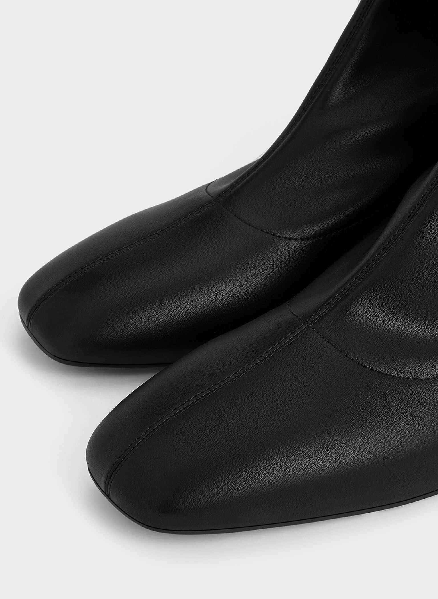 Stitch-Trim Heeled Ankle Boots, Black, hi-res
