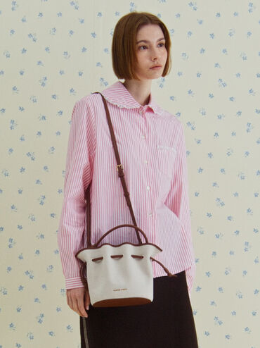 Sammie Canvas Drawstring Bucket Bag, Chocolate, hi-res