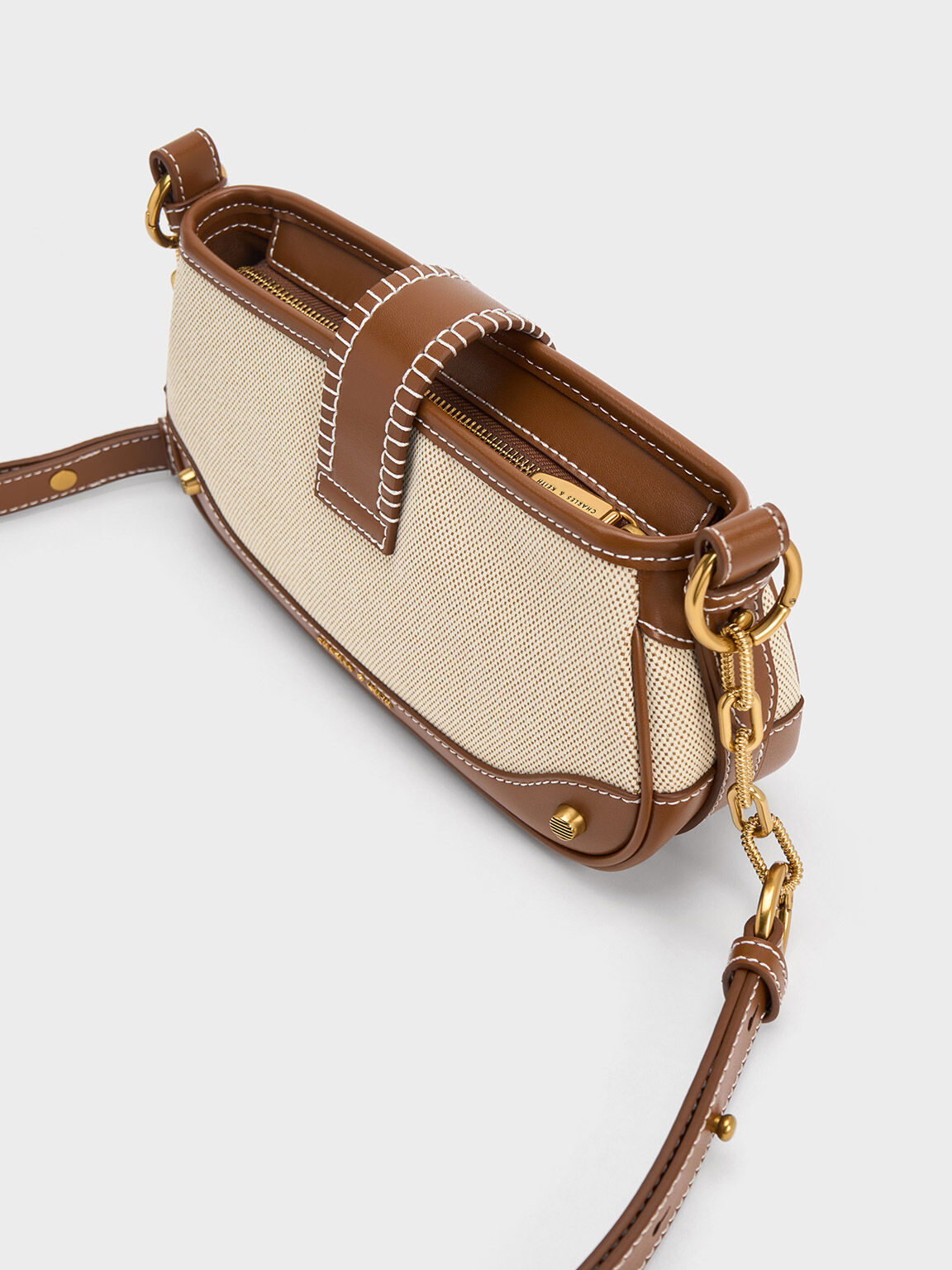 Winslet Canvas Belted Shoulder Bag, Chocolate, hi-res