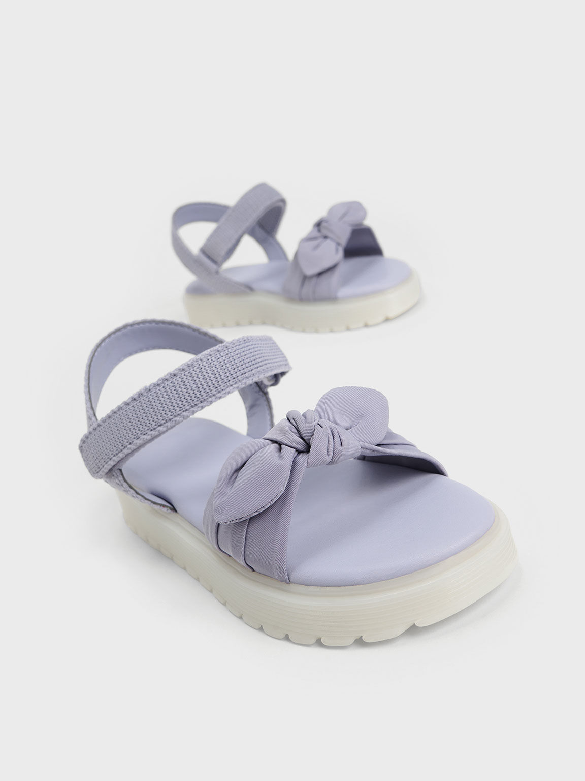 Girls' Nylon Knotted Sandals, Lilac, hi-res