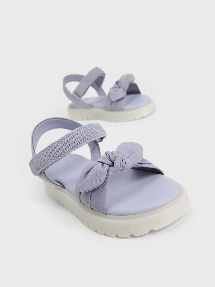 Girls' Nylon Knotted Sandals, Lilac, hi-res