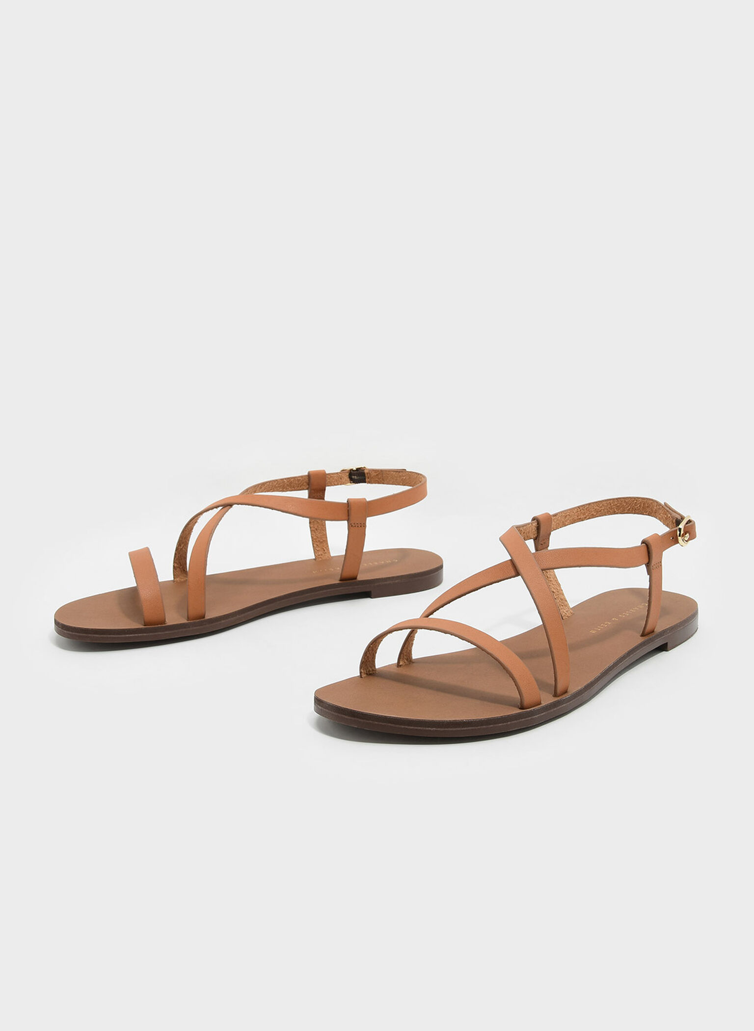 Brown Criss Cross Sandals - CHARLES & KEITH SG