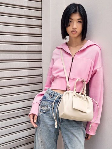 Babylon Drawstring Tote Bag, Oat, hi-res