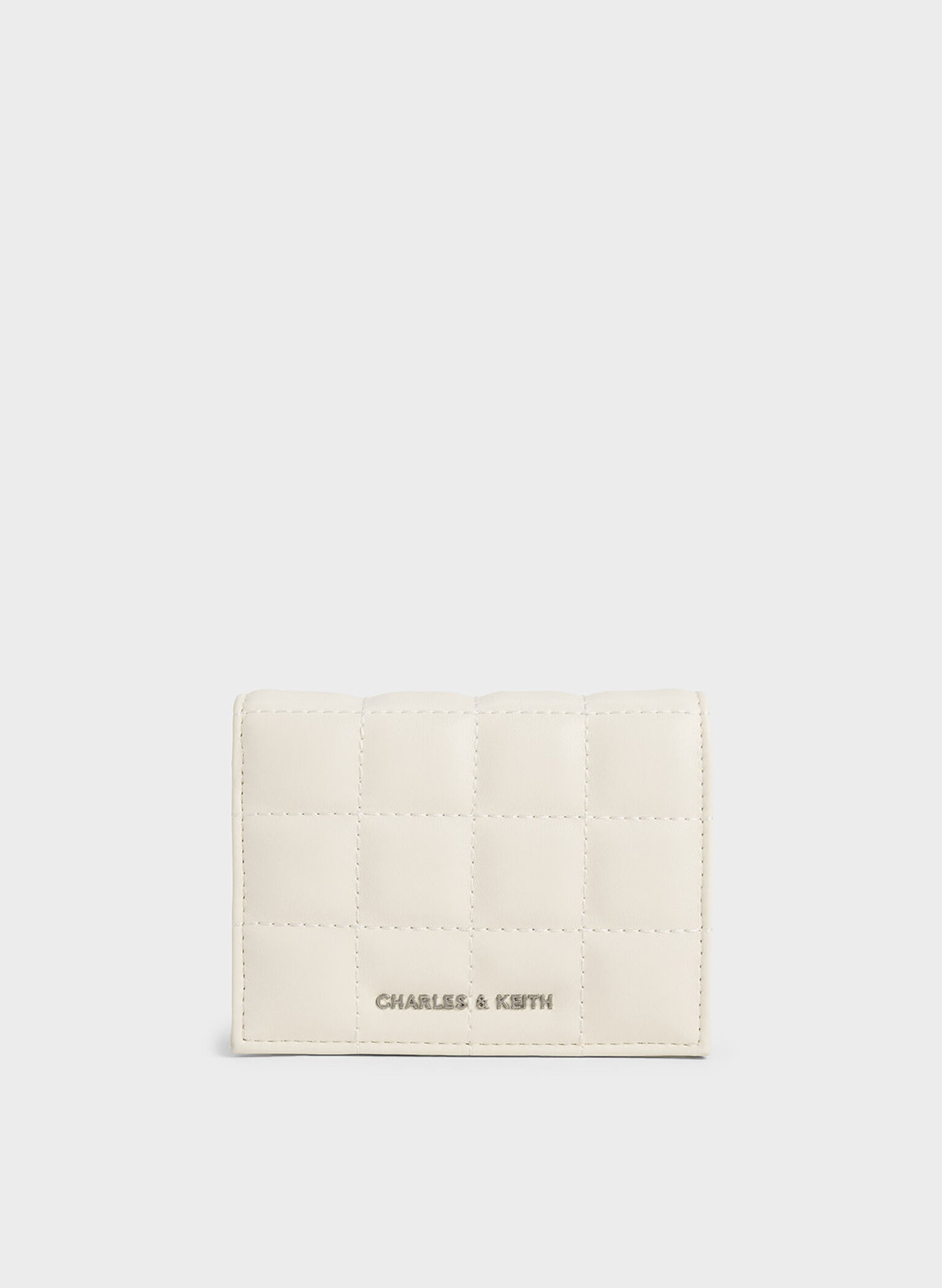 Cassia Quilted Chain-Handle Mini Wallet, Cream, hi-res