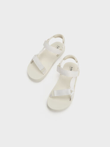 Girls' Maise Grosgrain Sporty Sandals, Chalk, hi-res