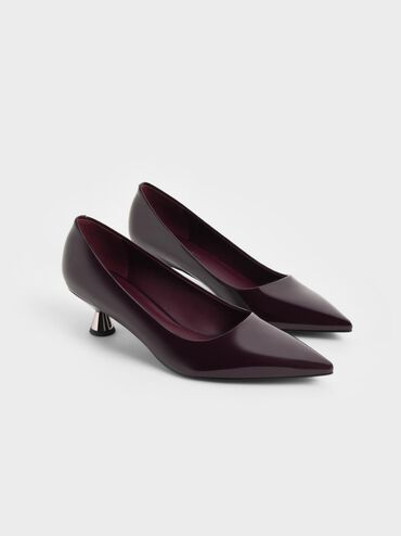 Patent Spool Heel Pumps, Maroon, hi-res