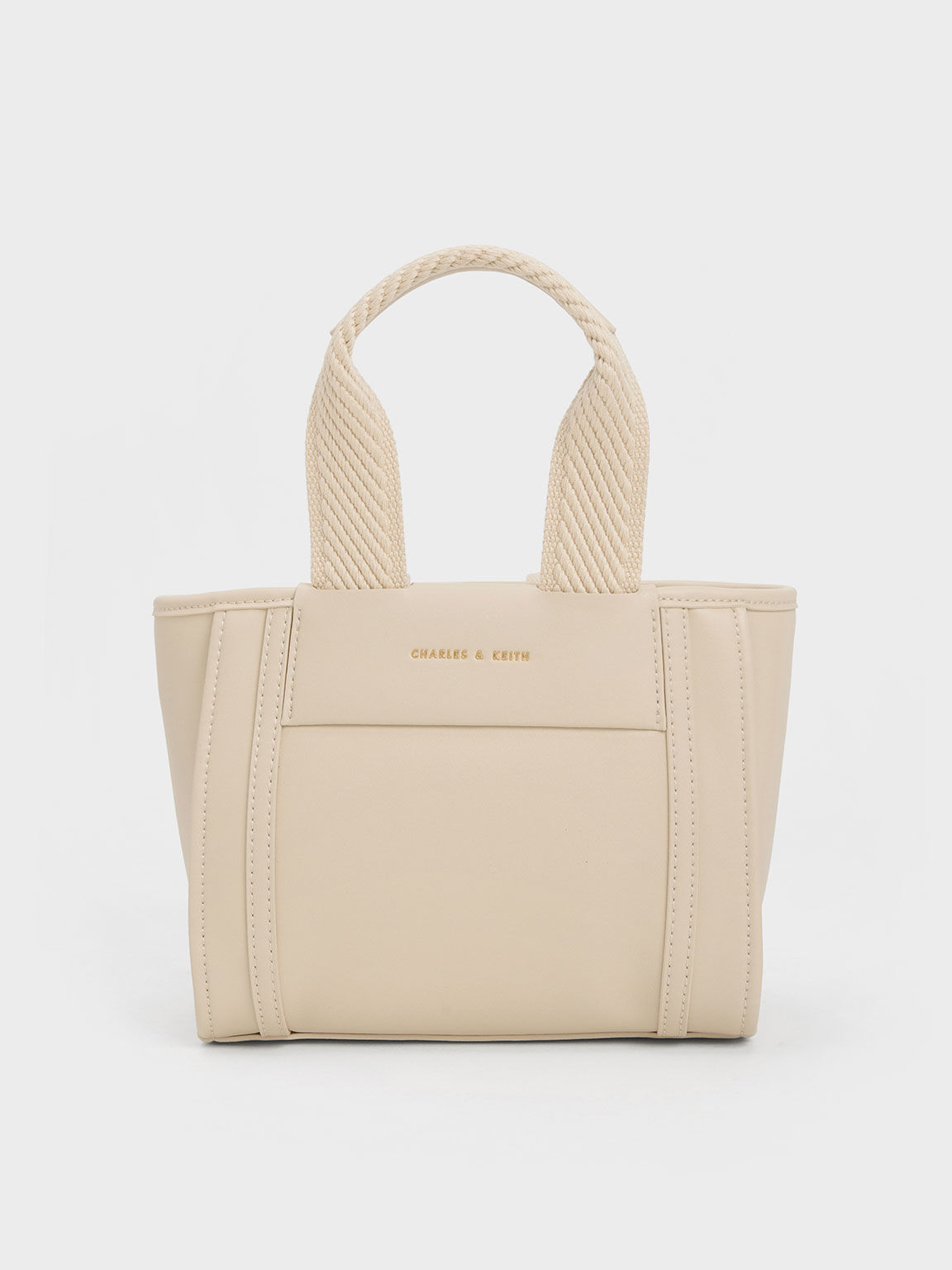 Shalia Chain Handle Tote Bag Beige