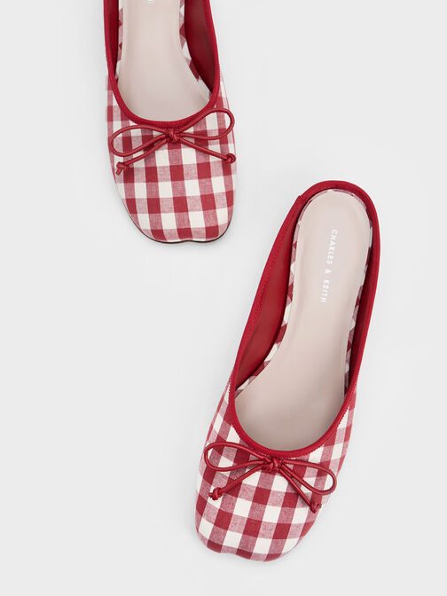 Bow Checkered Slip-On Flats, Multi, hi-res