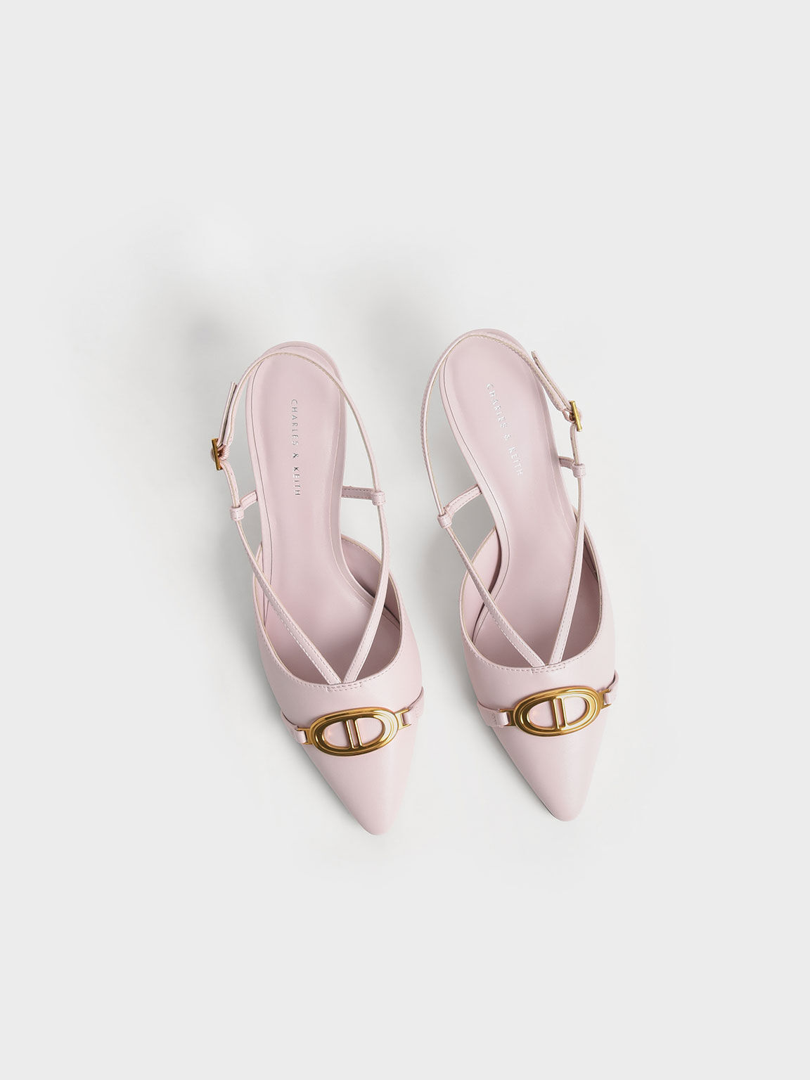 Metallic Accent Slingback Pumps, Light Pink, hi-res