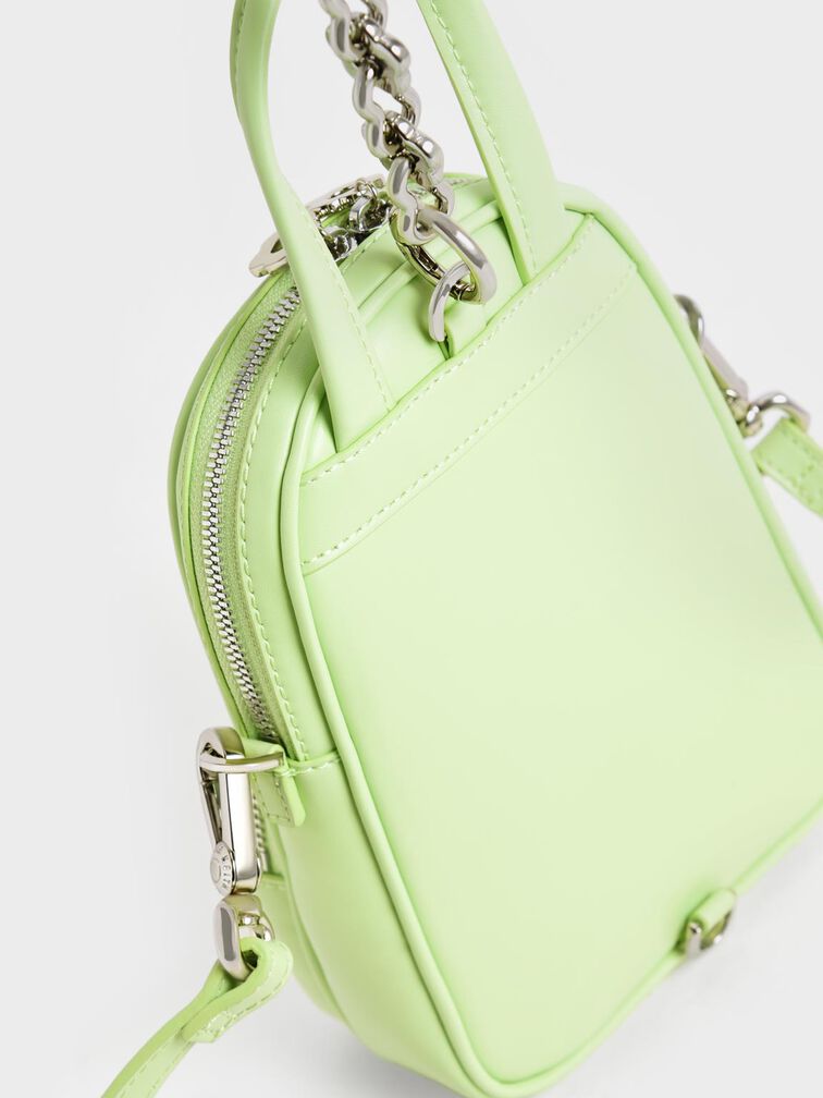 Minka Checkered Double Pocket Crossbody Bag, Mint Green, hi-res