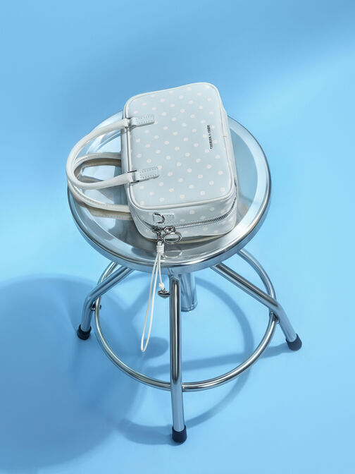 Sianna Polka-Dot Bowling Bag, Sea Salt Blue, hi-res