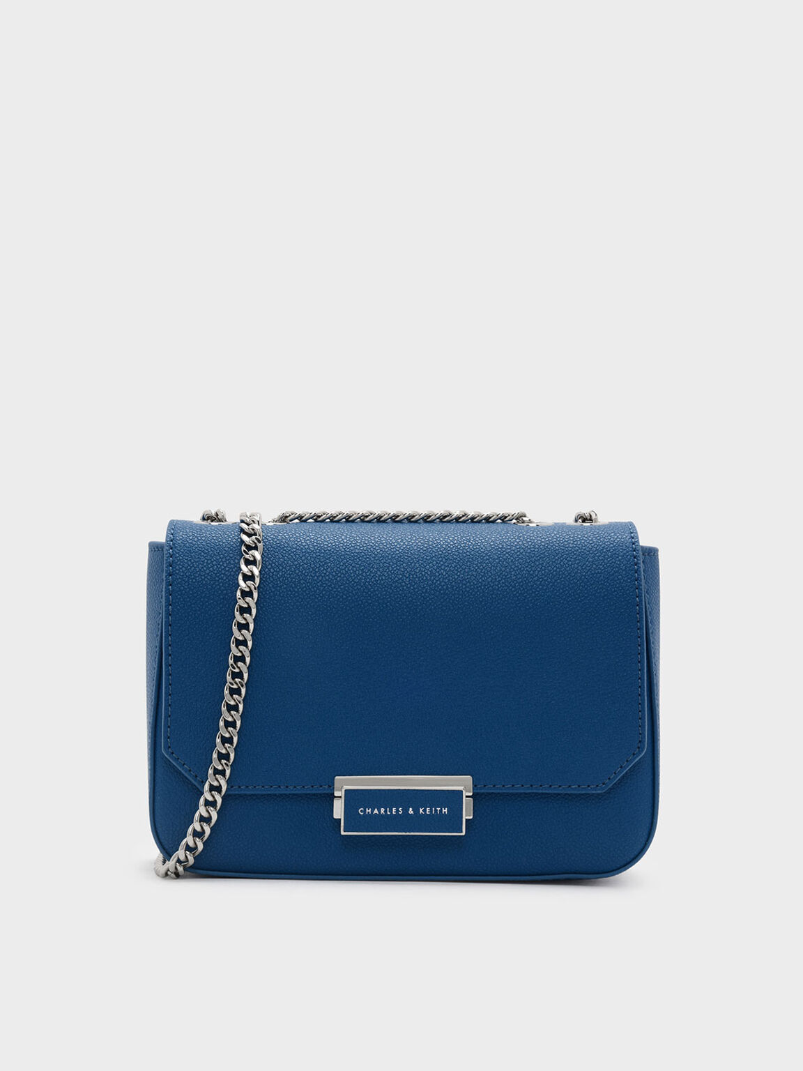Blue Classic Push Lock Crossbody Bag Charles Keith Sg